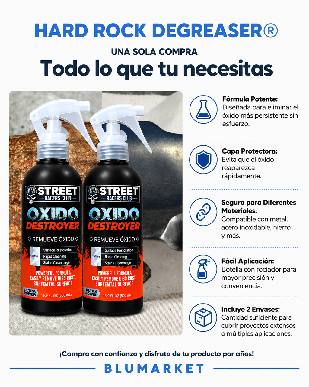 Combo quita óxido 2 envases
